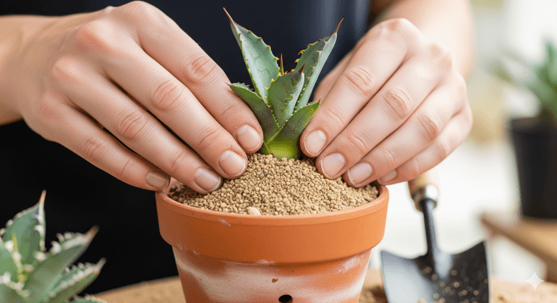 外した子株の植え替え手順