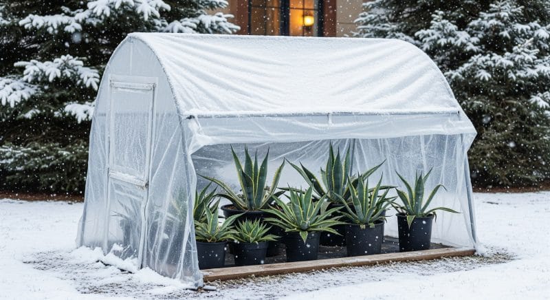 簡易ビニールハウスでの冬越し
